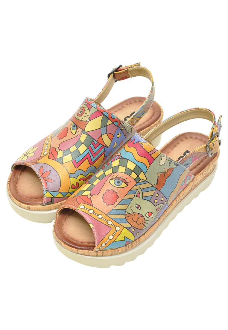 Multicolor Wedge Sandals