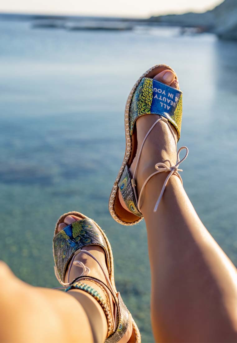 Blue Lace Up Sandals